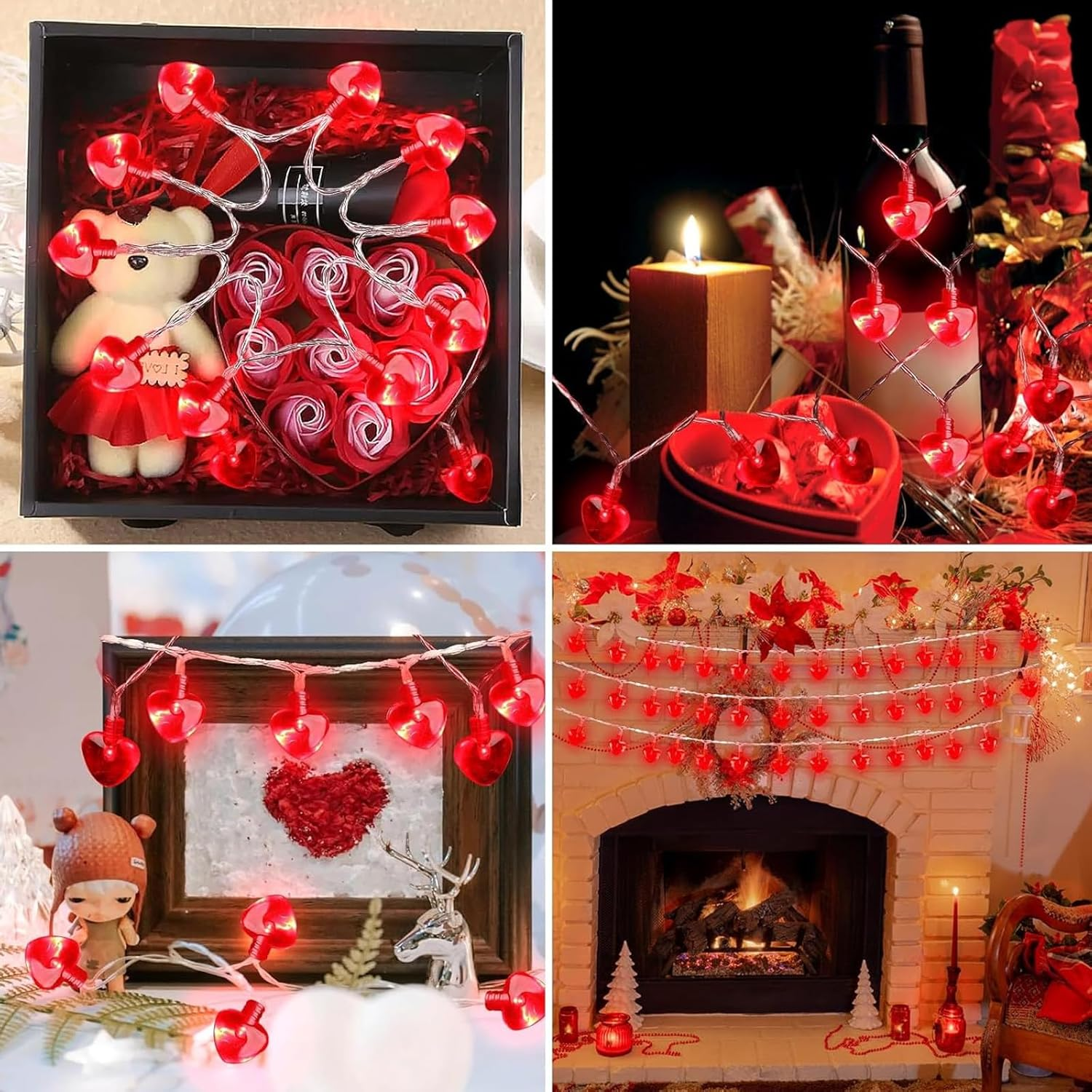 Alegre Fairy Lights Hearts Red, 1.5 M 10 LED Valentine'S Day Heart-Shaped Fairy Lights Battery, Fairy Lights Hearts Indoor, Valentine'S Day Decoration, Heart Fairy Lights for Christmas, Anniversaries image number 5