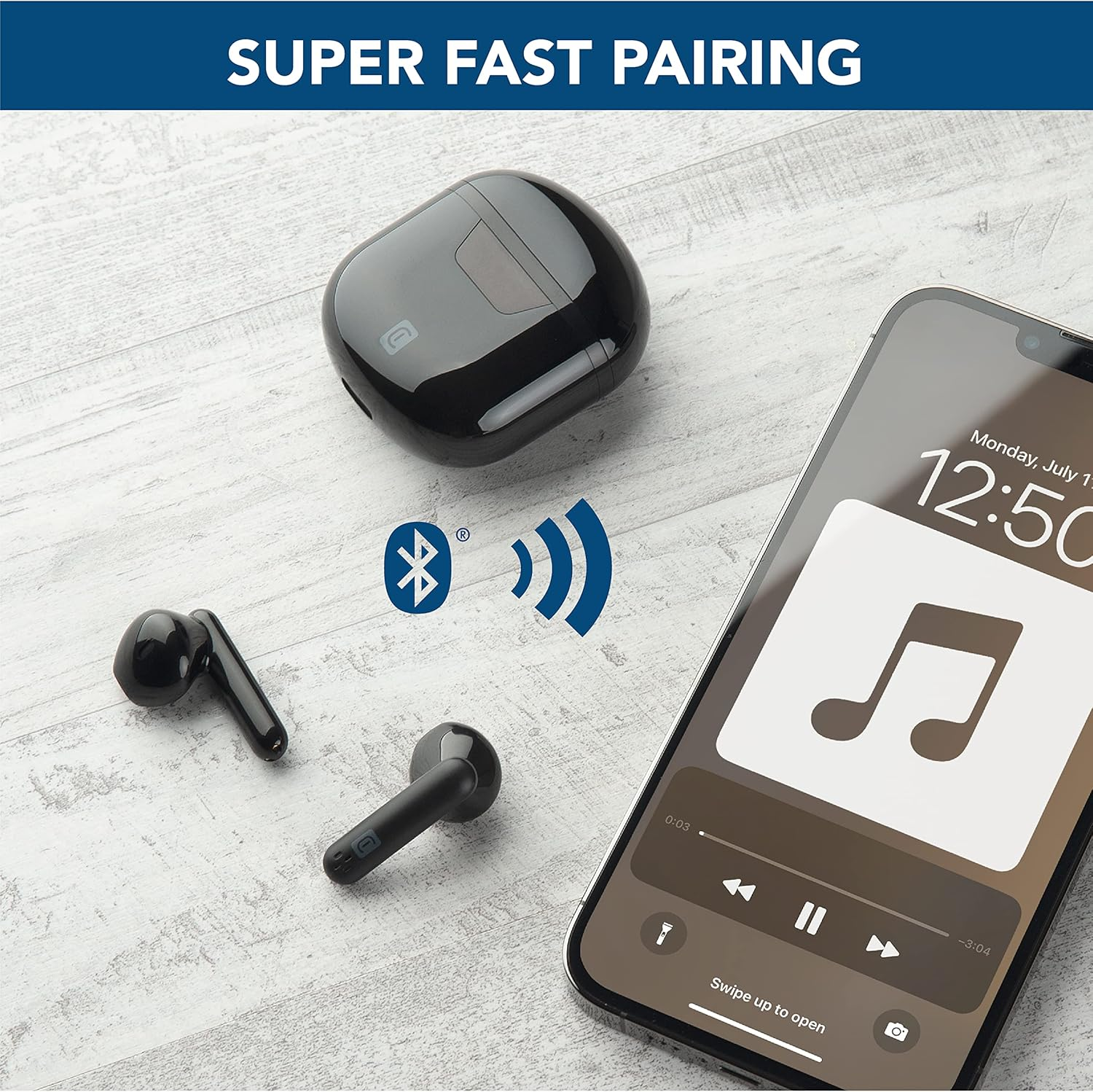 Cellularline | Seek - Universal | Cuffiette Auricolari Bluetooth 5.0 Hifi Stereo Con Custodia Di Ricarica - Autonomia Totale Di 15 Ore - Ricarica 2 Ore - Portata 10 Mt - Universal - Nero image number 2