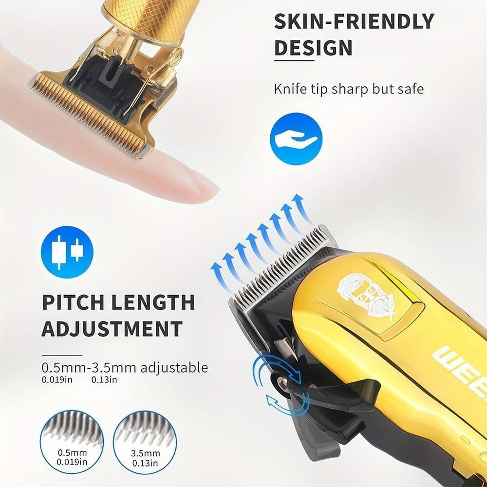 Pro Men Barber Set Hair Clippers Beard Trimmer Cordless Body Beard Shaver Trimme image number 2