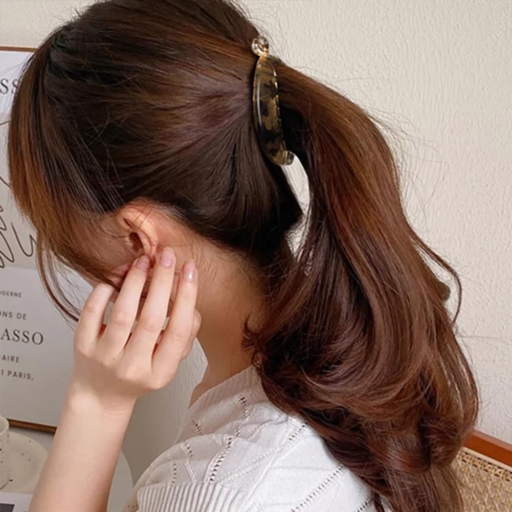 4 Pcs Banana Hair Clips for Women Girls Fishtail Hair Clip French Banana Clip Ponytail Holder round Hair Comb Styling Accessories for Long Medium Hair (Color Random) image number 6