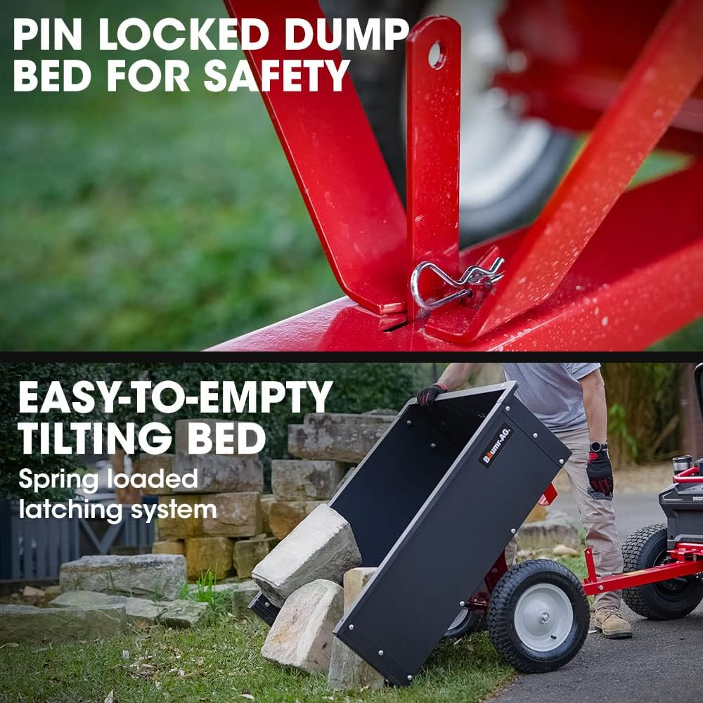 Baumr-Ag Garden Steel Dump Cart for Ride on Mower 270Kg ATV Metal Trailer Wagon with Removable Tail Gate image number 5