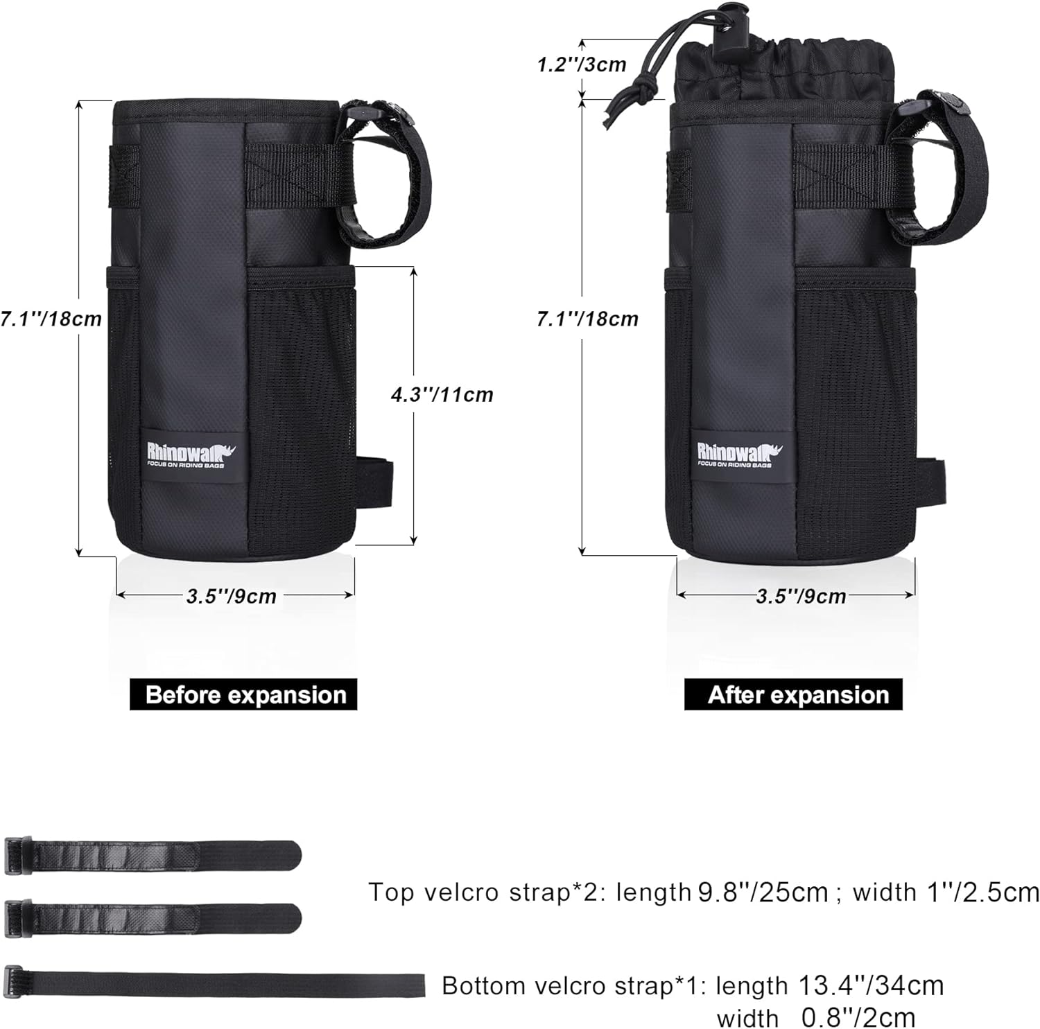 Rhinowalk Bike Handlebar Water Bottle Bag Drink Cup Holder Bicycle Front Insulated Stem Bag image number 5