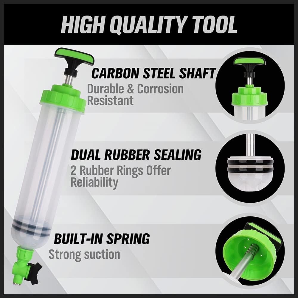 SWANLAKE 1500ML Fluid Extractor, Waste Oil Extraction & Fill Pump, Fluid Syringe Pump Manual Suction Vacuum Fuel Car Transfer image number 3