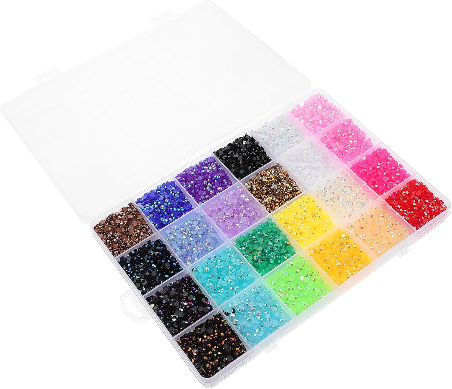 Jojofuny 24000Pcs 3Mm Flatback Nail Rhinestones, 24-Color Ab Gems for Nail Art and Crafts, Colorful Rhinestones Decorations with Glue for DIY Bedazzling and Jewelry Design image number 5