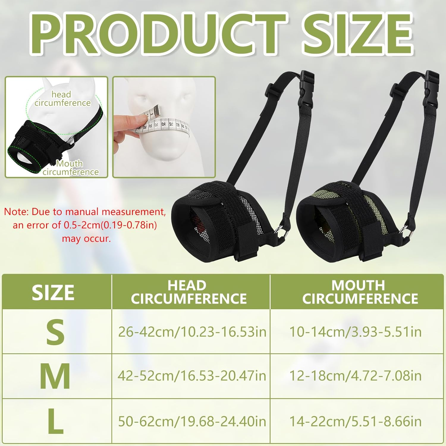 Charming Club Adjustable Dog Muzzle for Small & Medium Dogs - Breathable Mesh Anti-Bite Mask with Hook & Loop Strap | Stops Barking, Chewing & Biting (Black, L) image number 4