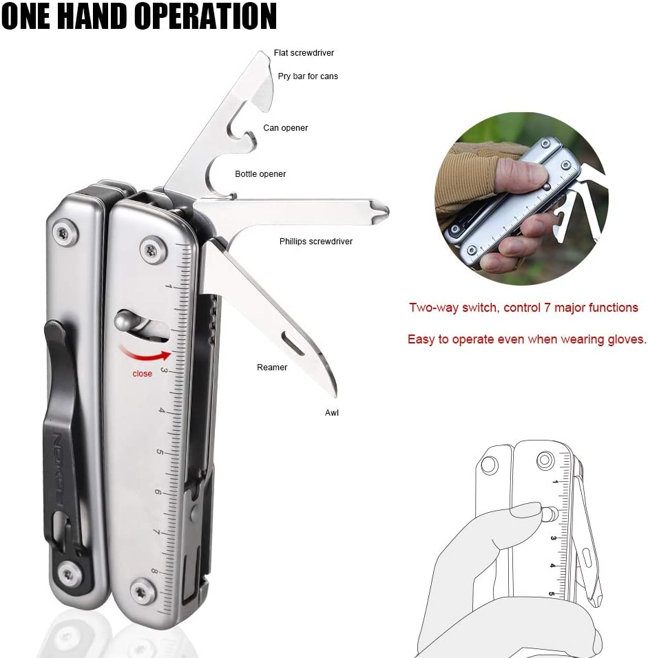 ROXON S803E Elite Flash Multitool with Strong Pliers, Flint Rod, Full-Size Lockable Blades for Outdoor Essential Survival Tool (D2 Blade) image number 1