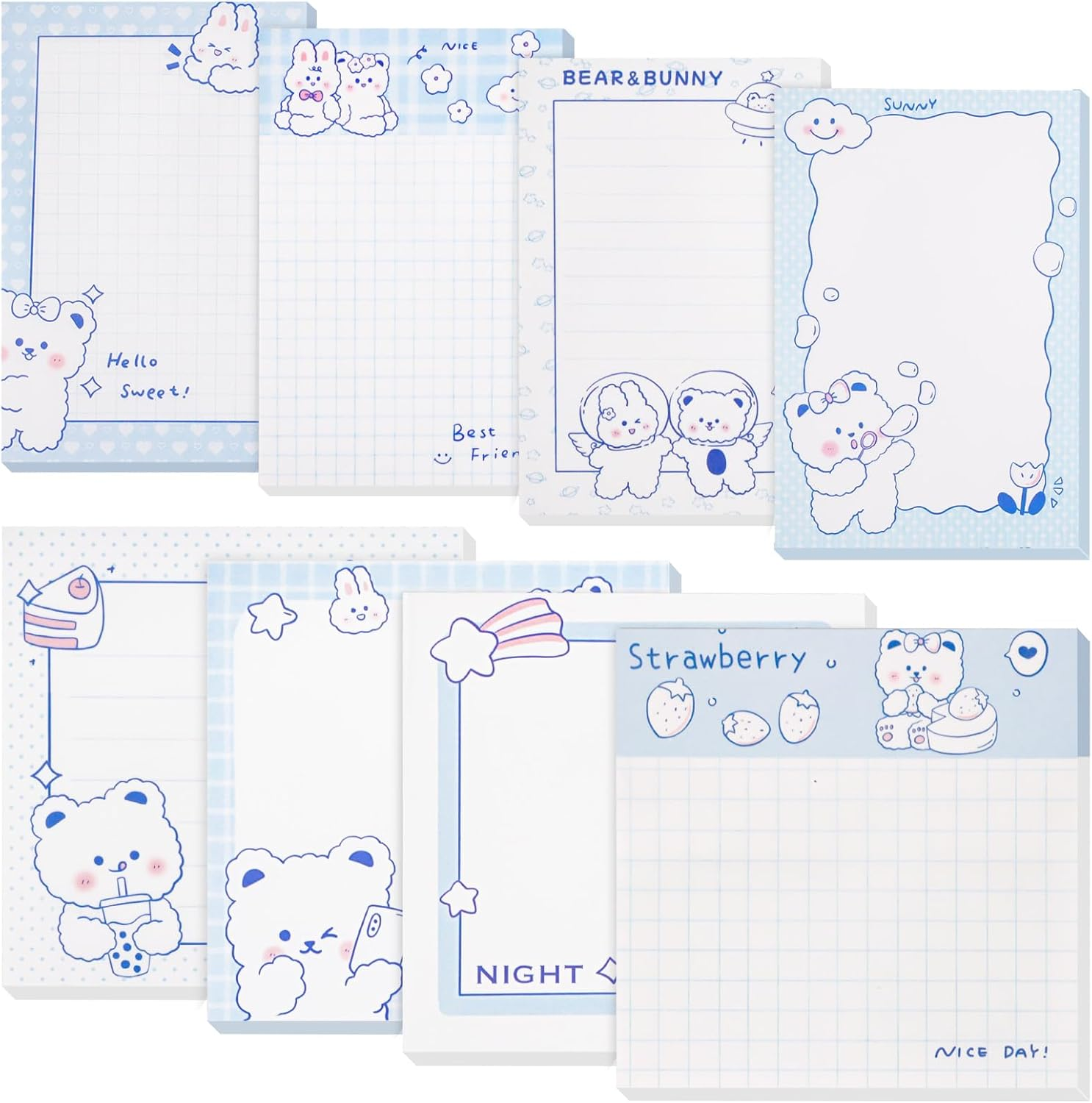 640 Pcs Cute Sticky Notes, Self-Stick Note Pads, Funny Sticky Notes, Kawaii Memo Pads Lined, List Notepads Set Bulk for School Office Home Supplies Teacher Students Planner Gifts image number 2