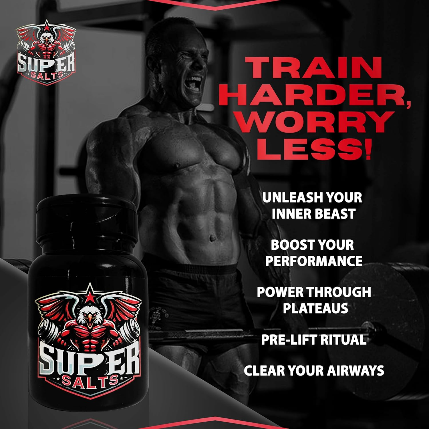 Super Salts | Extra Strong Ammonia Smelling Salts for Powerlifting, Weightlifting & Fitness | Boost Energy, Focus & Strength | Sports Recovery Formula &ndash; 50G image number 2