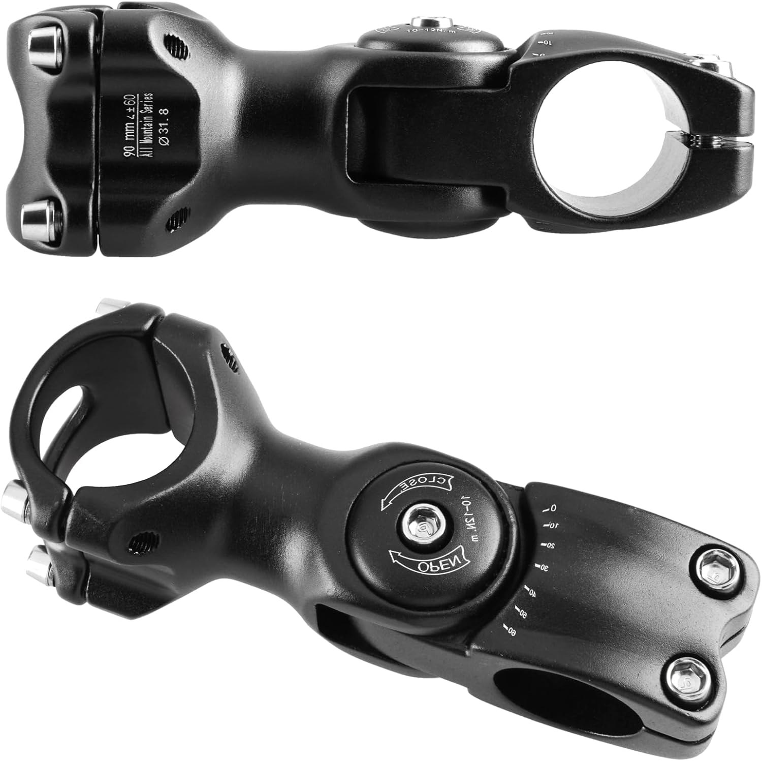 TRIWONDER Stem 25.4 31.8 90Mm 110Mm 130Mm 60 Degree Adjustable Bike Stem Mountain Bike Stem Short Handlebar Stem Riser for Bicycle, Road Bike, MTB, BMX, Cycling - 25.4 X 90Mm image number 2