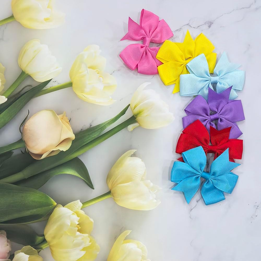 40Pcs Bow Hair Clips, Fabric Hair Bow Alligator Clips 20 Colors Bow Knot Hair Accessories for Women Girls image number 5