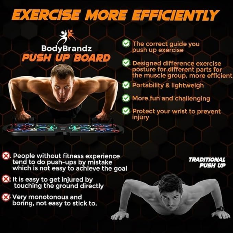 APEXORIGIN Push up Board Home Gym Pushup Board with Handles Professional Strength Training Equipment, Foldable Pilates Bar and 20 Fitness Accessories with Resistance Bands and Ab Roller Wheel image number 4