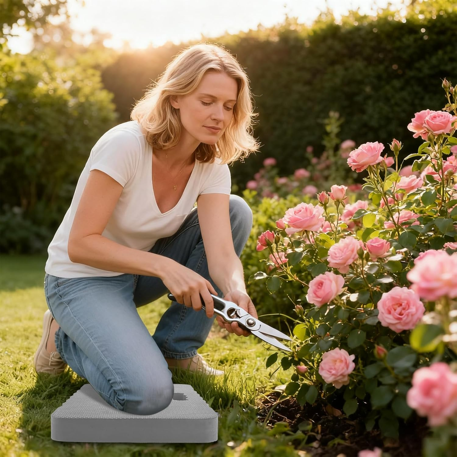 APACALI Pack of 3 Knee Cushions Garden Grey, 43 X 28 X 4 Cm Thick Garden Knee Cushion, Water-Repellent Knee Pad Garden, Knee Cushion, Multi-Purpose Cushion for Work, Yoga, Gardening, Baby Bath image number 4