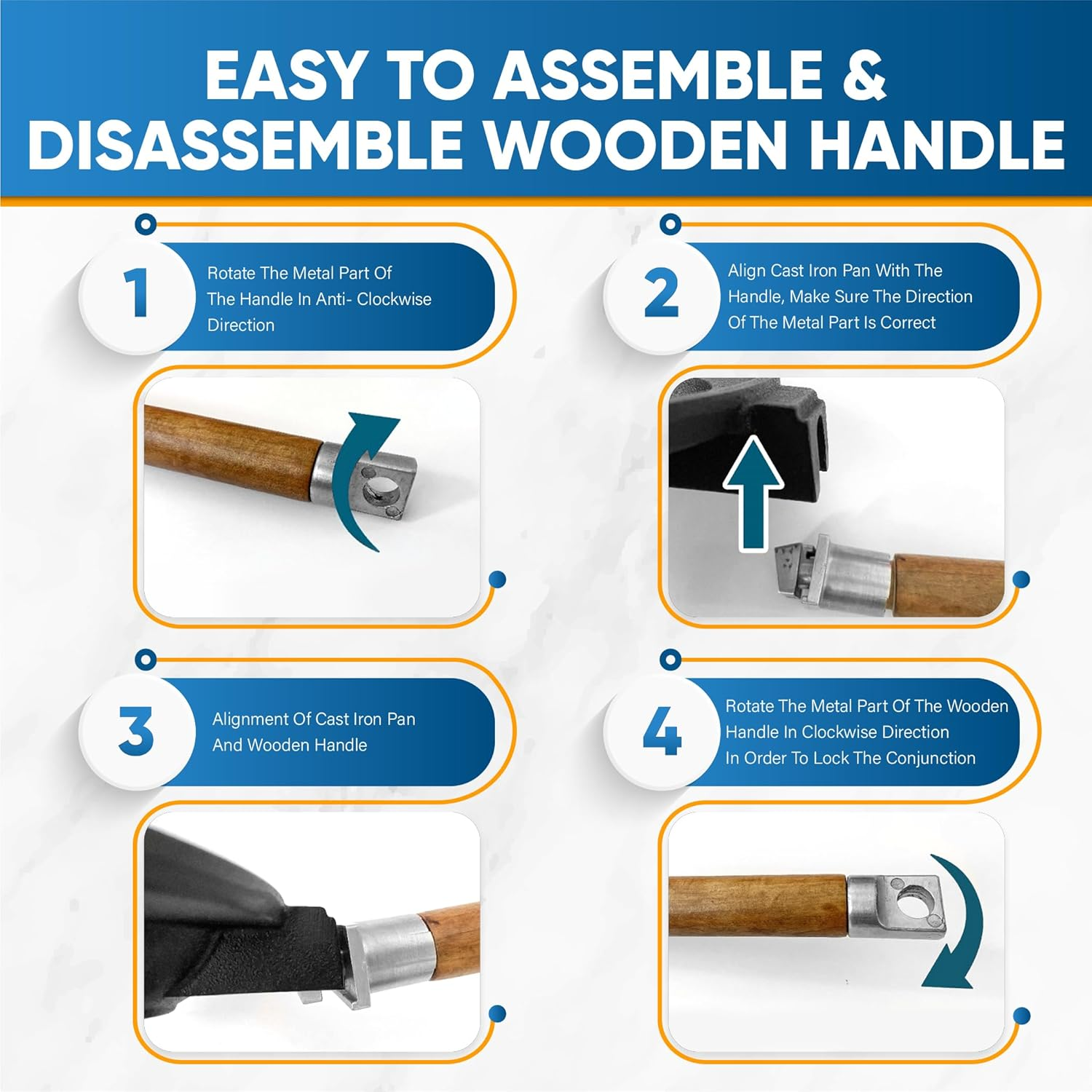 Starblue 7-Hole Cast Iron Aebleskiver Pan Detachable Wooden Handle, Pre-Seasoned, Aebleskiver Sticks and Recipe Book Included image number 2