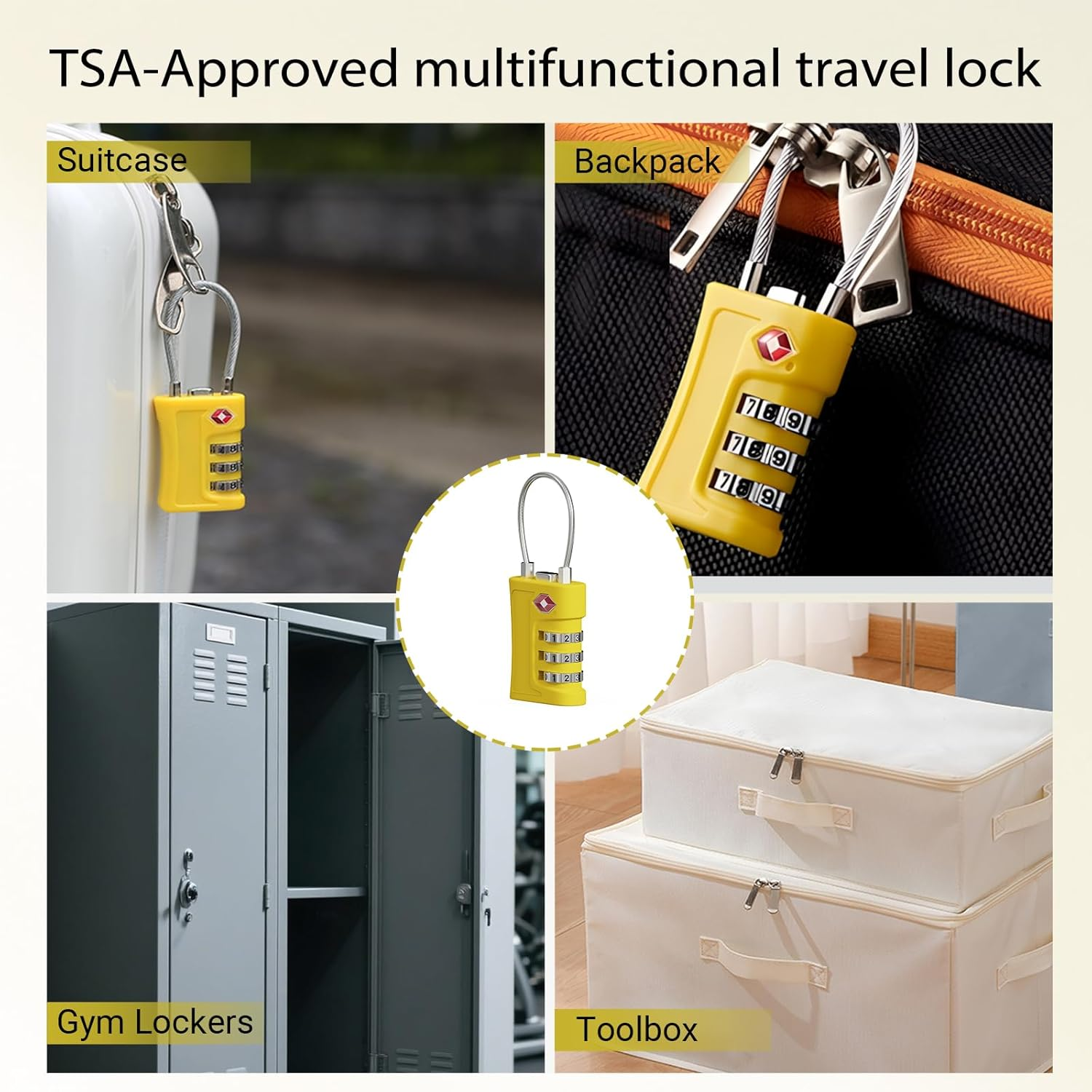 TSA Approved Luggage Locks,3 Pack Zinc Alloy Body Re-Settable Password Code Security Padlock,3-Digit Travel Code Combination Lock for Suitcases,Luggage,Case, Bag,Backpack, Gym Lockers (Yellow) - Pink image number 4