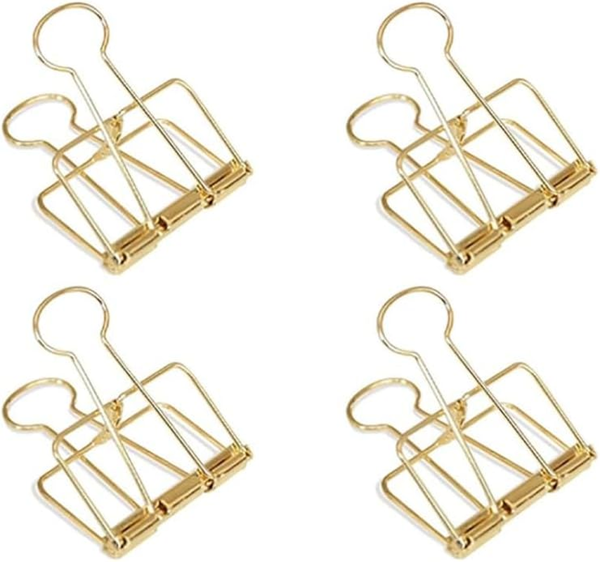 4Pcs Golden Hollow Out Long Tail Wire Binder Clips Paper Binder Clip Large 51Mm Binder and Paper Clips, Clamps and Rings, Office Supplies Small in Size and Light in Weight(Zs612) image number 3