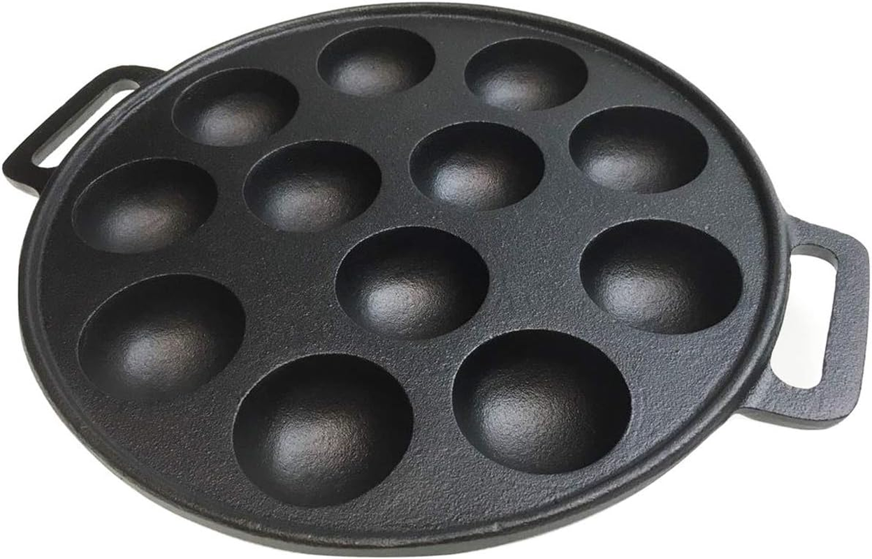 Boutique Retailer 12 Dimple Cast Iron Poffertjes Mini Dutch Pancake Cake Pan with Handles Maker image number 3
