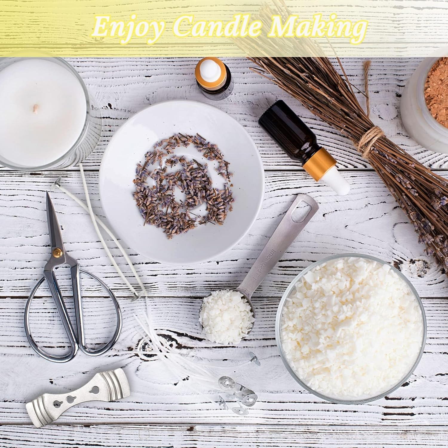 Candle Making Kit - 20Pcs Candle Wicks 10Cm Pre Waxed Candle Wicks with Stainless Candle Wicks Holder for Candle Making DIY Crafts image number 4