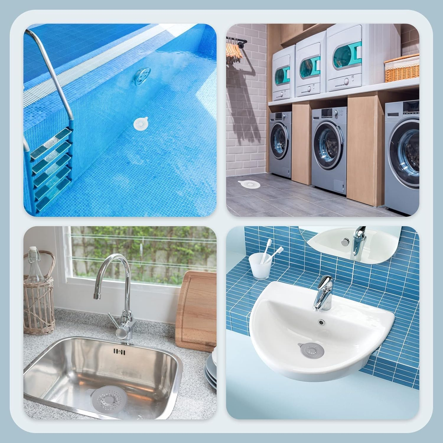 2 Pack Shower Drain Cover Hair Catcher with Suction Cups Foldable Sink Strainer Plug Trap Filter Silicone Shower Hair Trap Sink Strainer Protector for Sinks Kitchen Baths Bathtub Showers Black + Grey image number 6