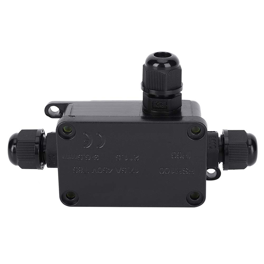 Waterproof Terminal Junction Box Black PC Mini 1 in 2 Out for Outdoors, Junction Box IP66, Adapter Cable 3-6.5Mm image number 2