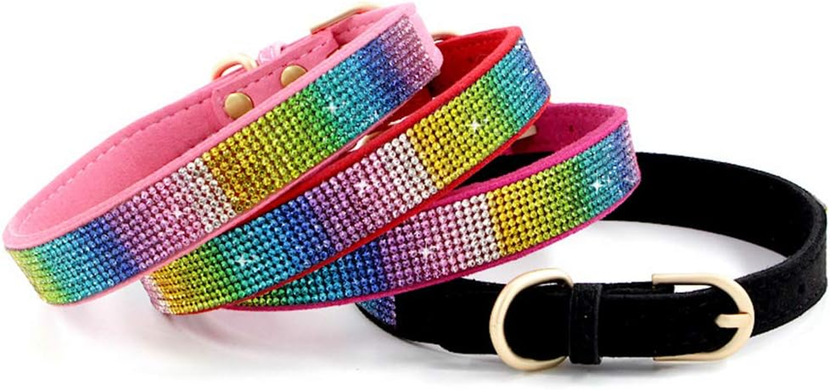 Dog Collar Dazzling Sparkling Crystal Rhinestone Adjustable Puppy Cat Pet Collars Rose Red Small image number 4