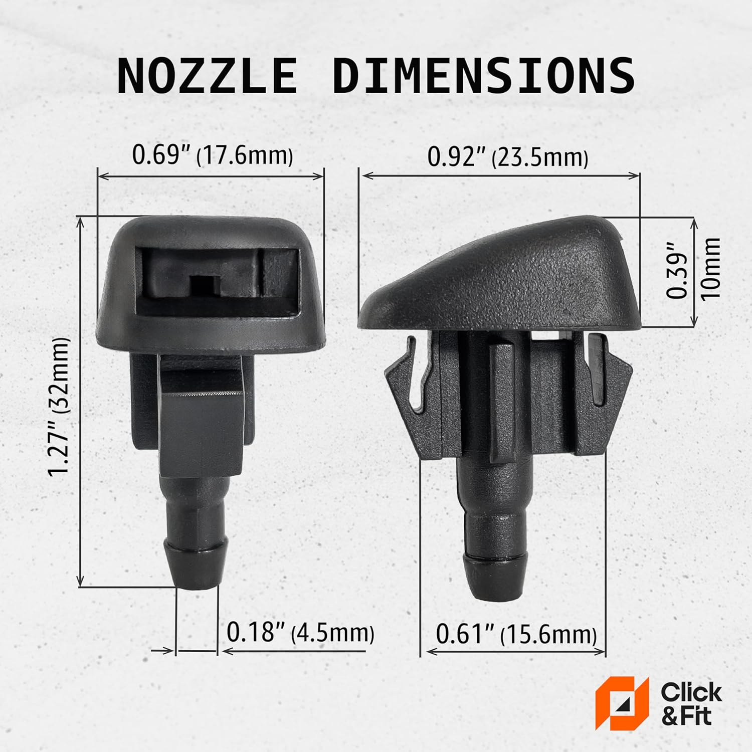 Click&Fit Windscreen Washer Nozzles Compatible with Mazda CX-5, CX-9, Mazda 3, 6 from 2013 to 2018 &ndash; Windshield Wiper Sprayers Jet Kit Replaces KD45-67-510, 2Pcs image number 5