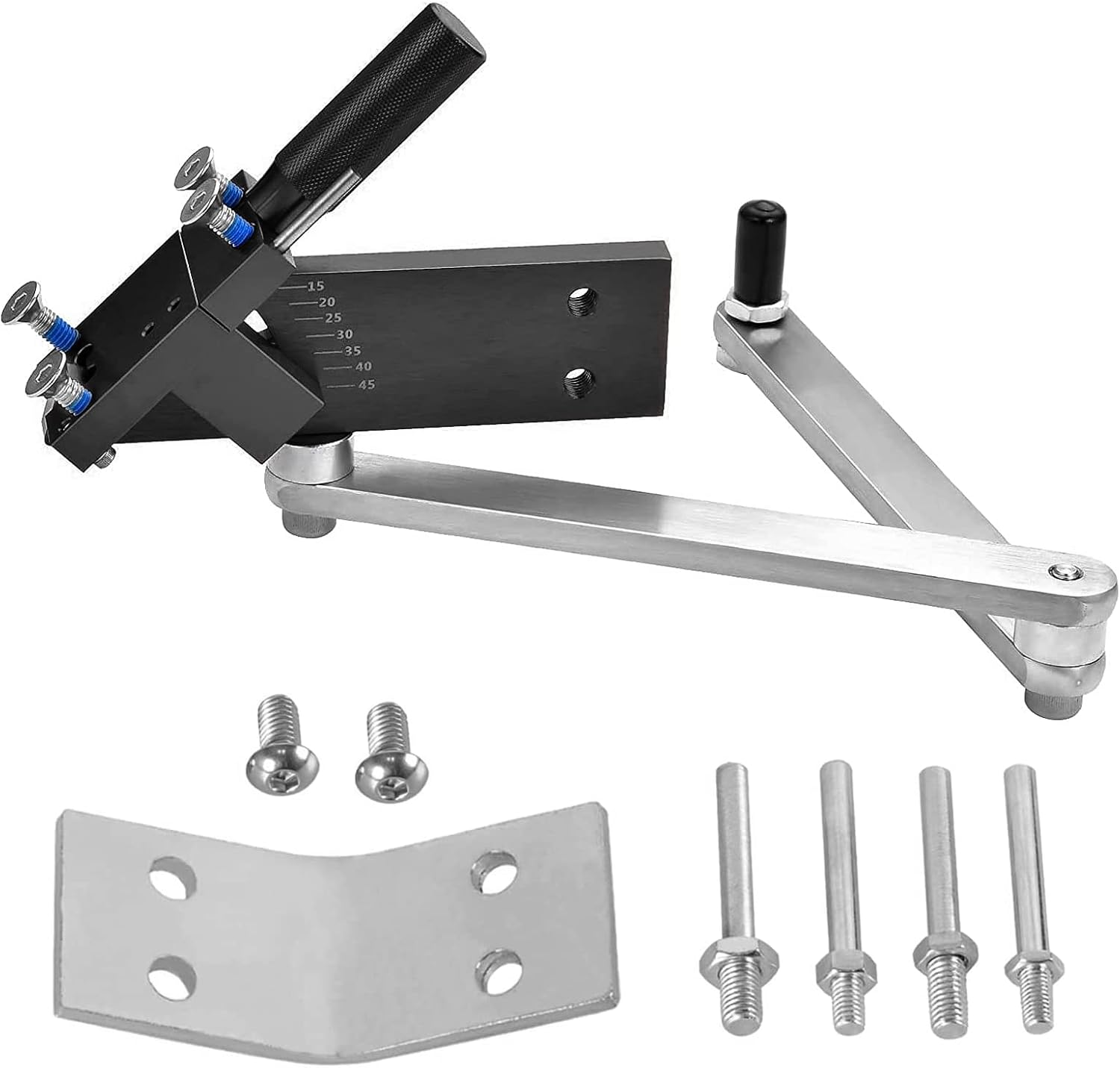 Lawn Mower Blade Sharpener Adjustable 15&deg;-45&deg; for Straight and Standard Lawnmower Blades Ergonomic Home & Commercial Sharpening Balancer Bracket (Black,5005) - Blue image number 7