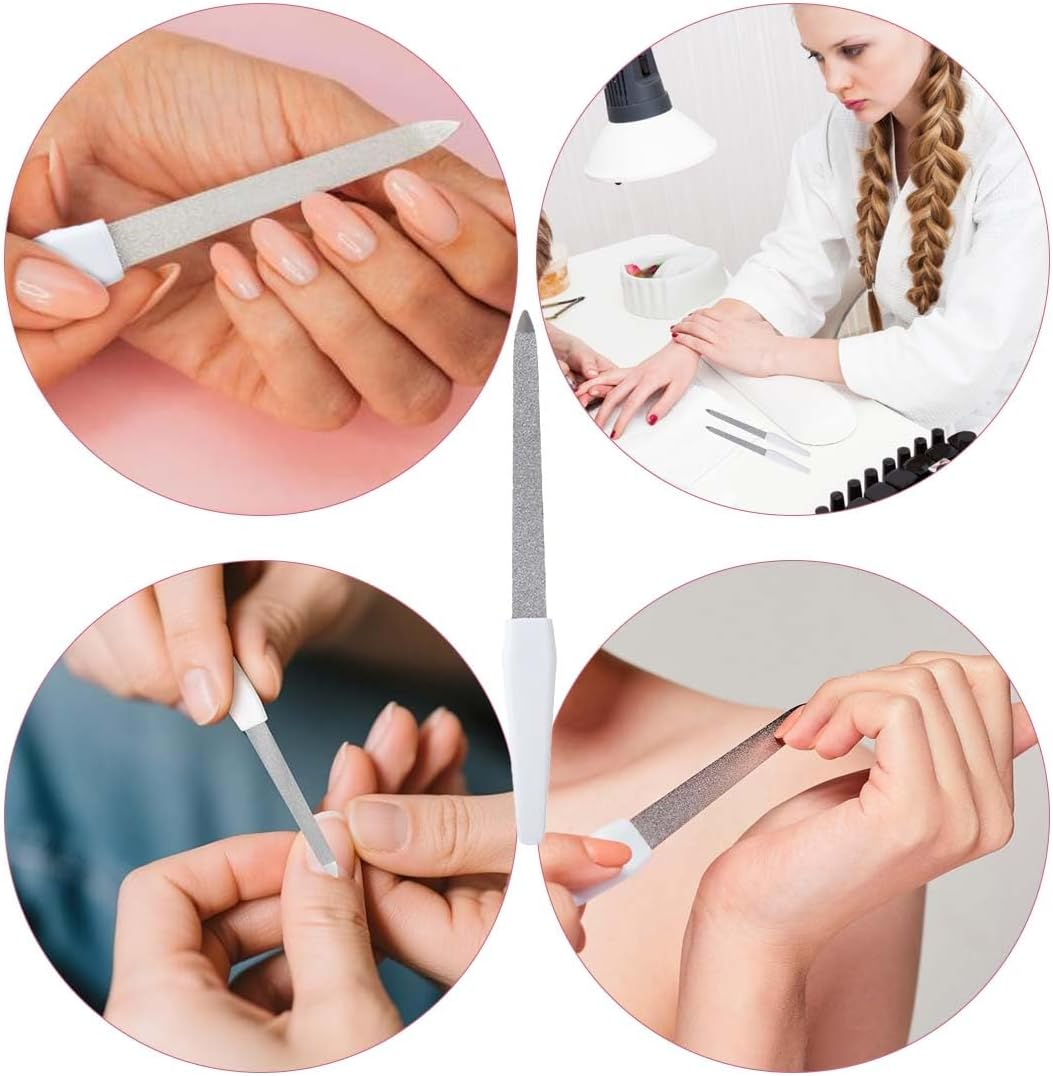 Nail File Set - 4 Professional Nail Files (14.1/14.9/15.4/17.2 Cm) with White Handle - File for Nails & Natural Nails - High Quality Files for Manicure & Pedicure image number 1