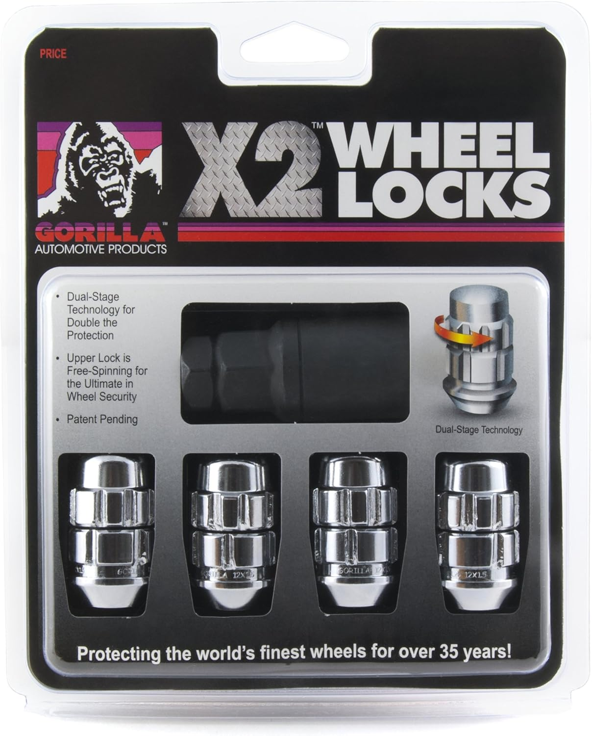 Gorilla Automotive (71631X) 12Mm X 1.50 Thread Size Acorn Chrome X2 Wheel Lock, (Pack of 4) image number 1