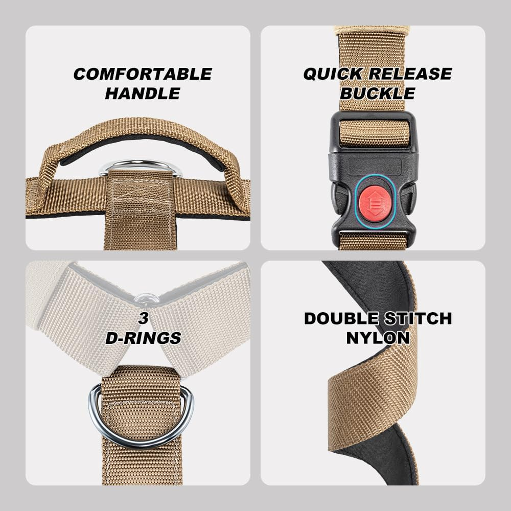 TSPRO Premium Heavy Duty Tactical Dog Harness for Medium/Large Dogs, No Pull, Adjustable, Padded Handle & Quick-Release Buckles, Ideal for Hiking, Walking, Running, Training (Black M) image number 1