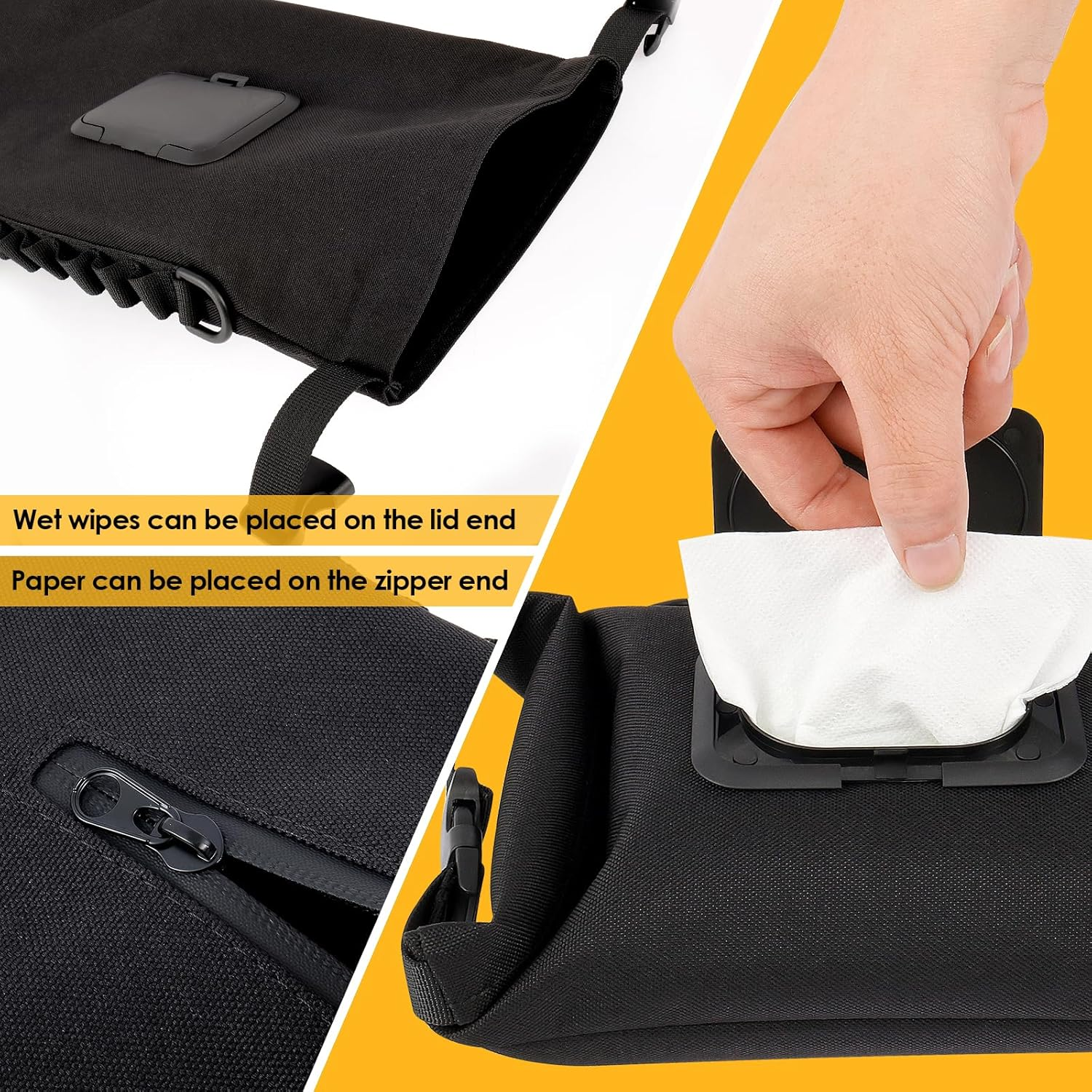 Baby Wipes Dispenser, Canvas Refillable Wipe Holder Keeps Wipes Fresh, Portable Wet Wipes Pouches Dispenser, Reusable Travel Wet Wipe Container for Outdoor Outing Camping Hiking image number 4