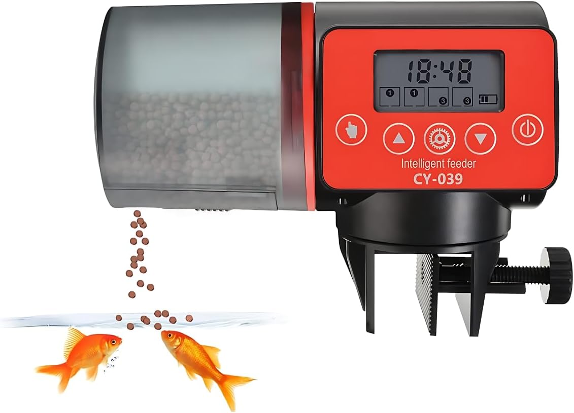 EZONEDEAL Automatic Fish Feeder, Moisture-Proof Intelligent Aquarium Fish Feeder, Daily Fish Food Dispenser, Large Capacity Timer Feeder with LCD Display image number 1