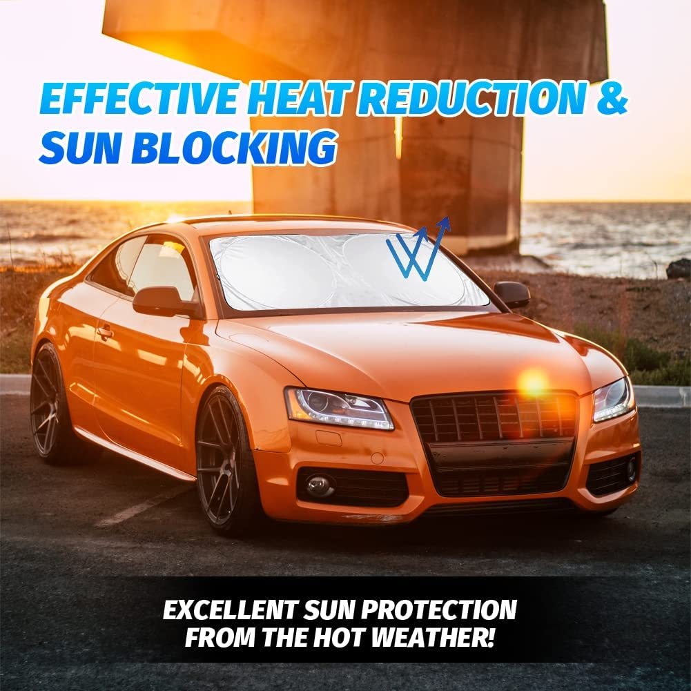 Car Windshield Sun Shade Foldable Car Sunshades for Front Window Polyester Sun Shield for Reflecting UV Rays and Sun Heat Protection image number 6