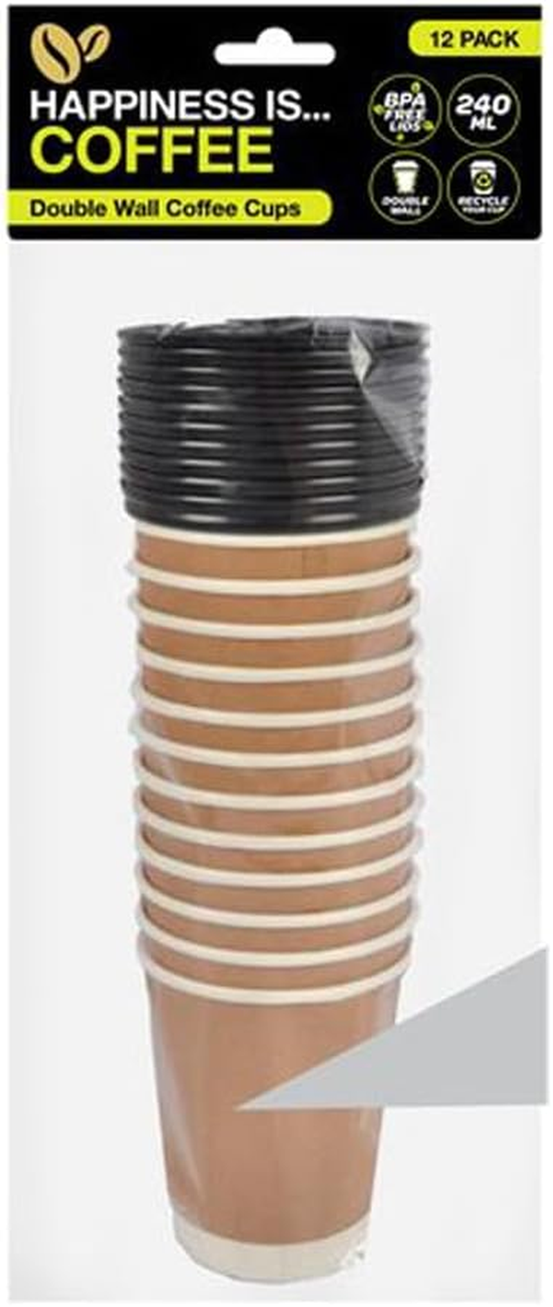 Cassia Disposable D Wall Coffee Cup 12-Piecse Set, 240 Ml Capacity image number 1