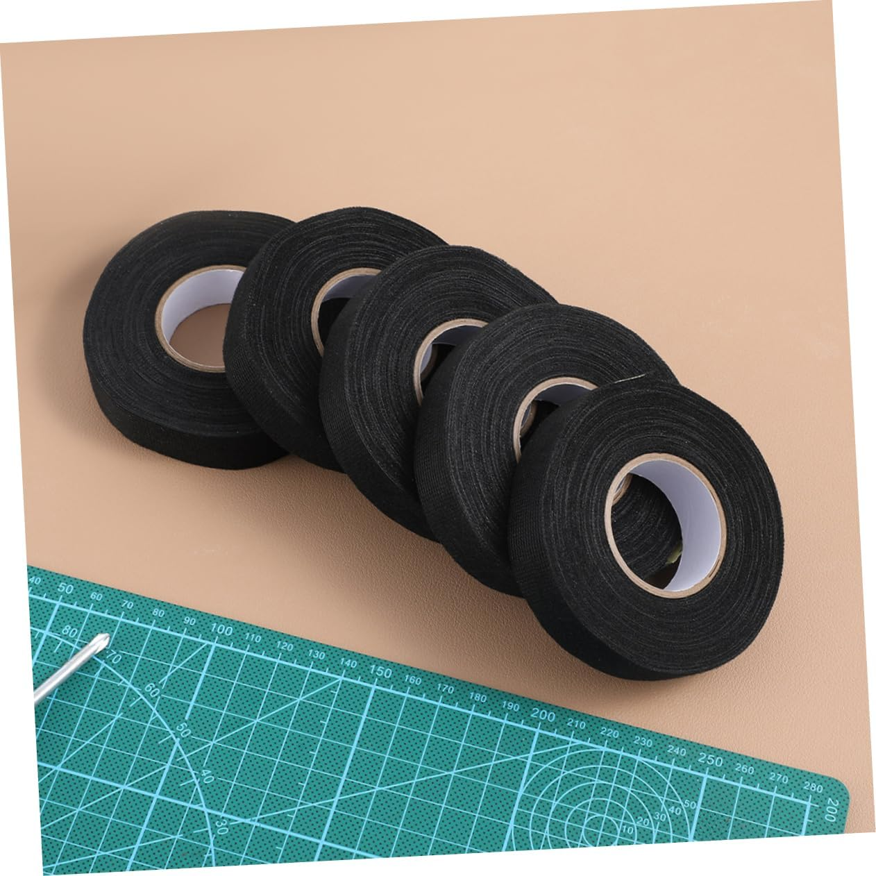 Yardenfun 2 Rolls High Temperature Resistant Tape for Car Audio Automotive Cloth Tape Adhesive Black Wire Harness Wrapping for Wire Management for Sound Proofing image number 2