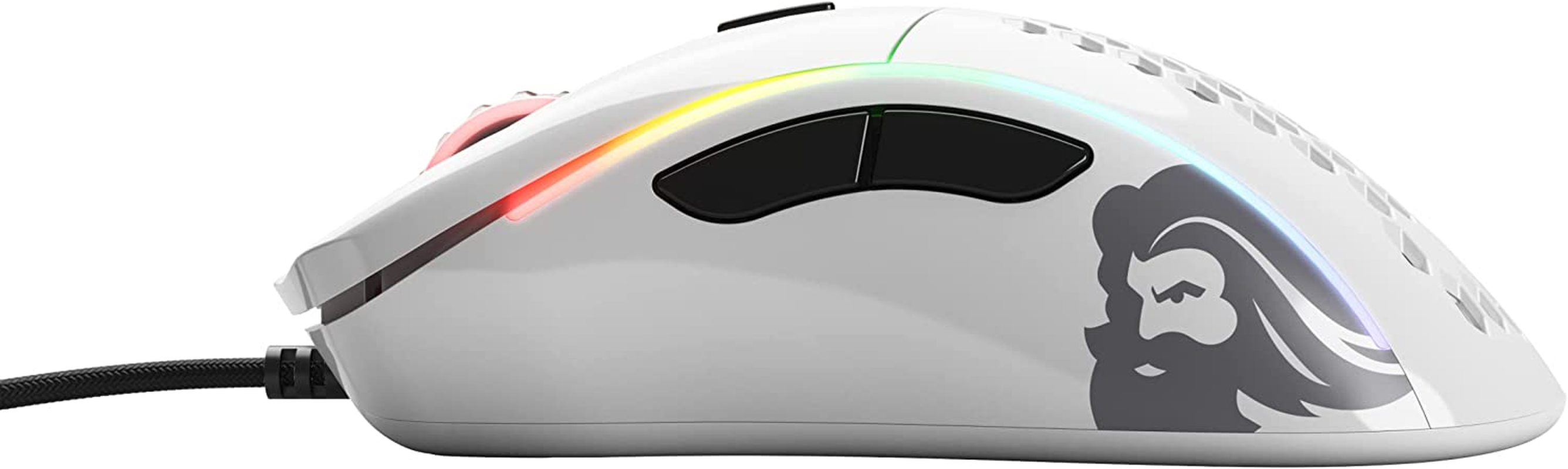 Gloriuos White Gaming Mouse - Glorious Model D Gaming Mouse Honeycomb - Ultralight RGB Mouse - PC Mouse - 68 G - Glossy White Mouse image number 3