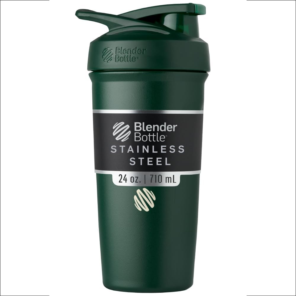 Blenderbottle Strada Shaker Cup Insulated Stainless Steel Water Bottle with Wire Whisk, 24-Ounce, Forest image number 5