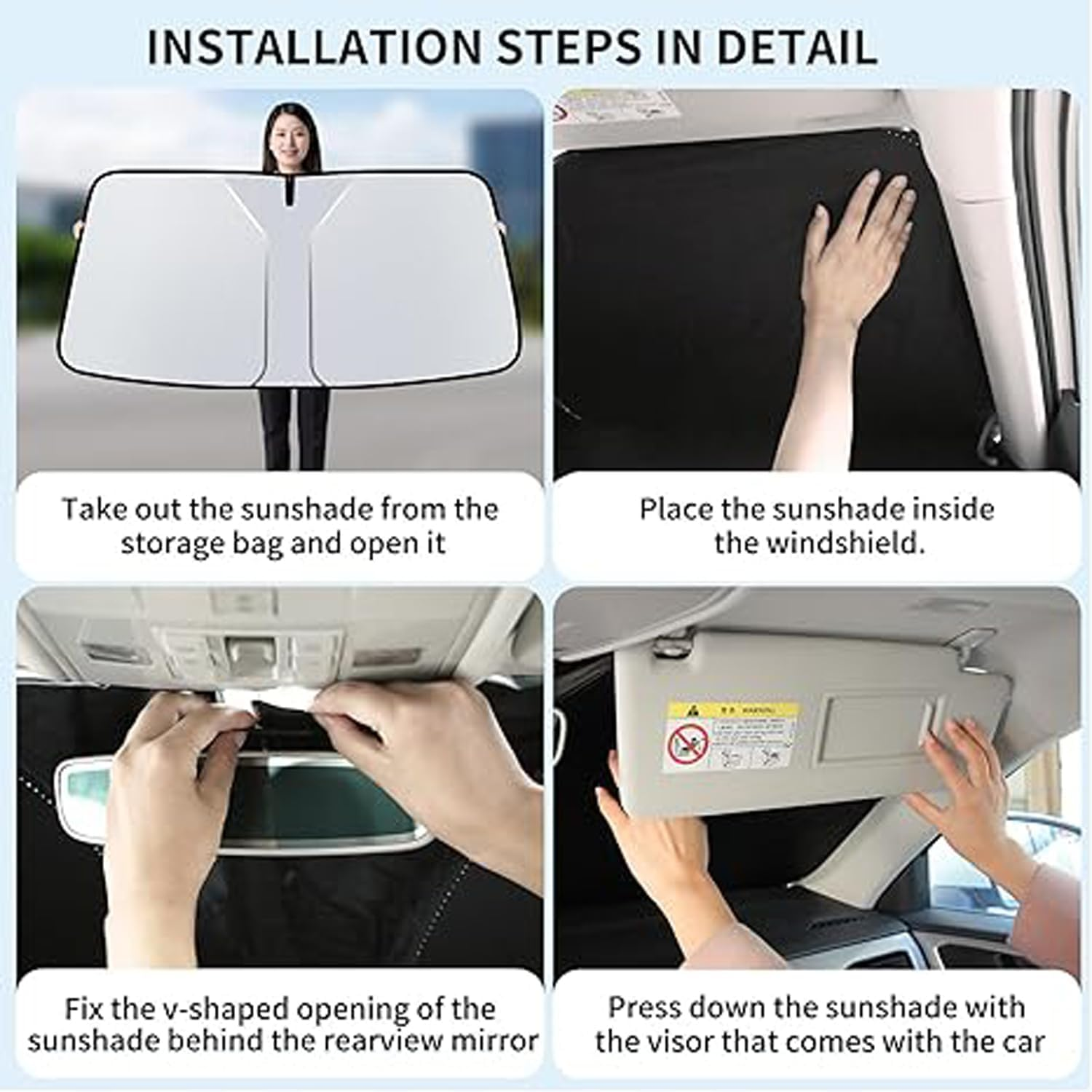 Sunshade for Car Windshield,Foldable Sun Shield for Car Windshield,For Blocking 99% Sunlight & Heat,Car Sunshade,Summer Car Essentials Sun Cover for Cars,Suvs (57.08 * 31.5 Inch) image number 4