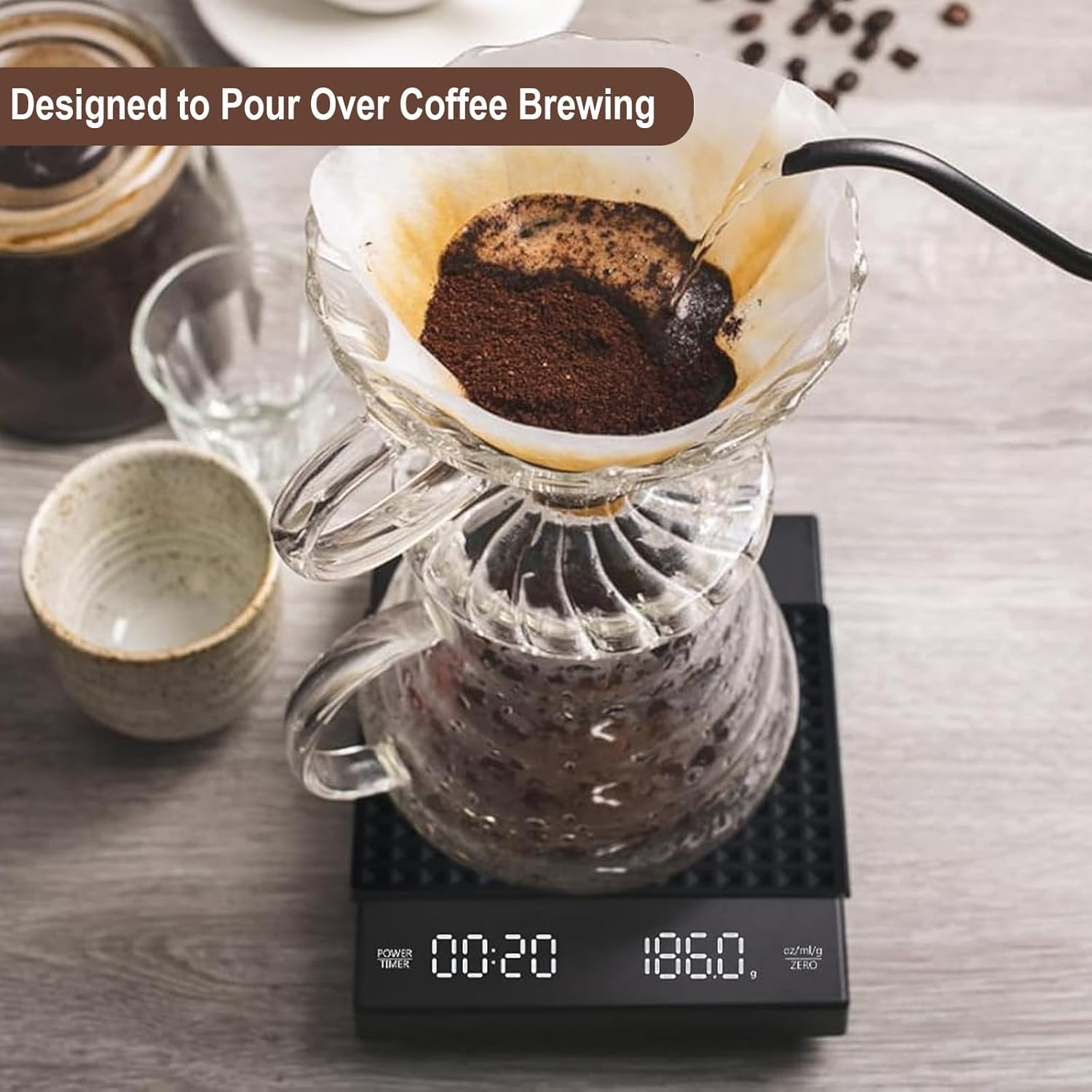 Espresso Scale with Timer, 5Kg/0.1G Electronic Coffee Scale, High Precision, with Waterproof Insulation Pad, Suitable for Hand-Drip Coffee, Espresso, and Kitchen Weighing image number 3