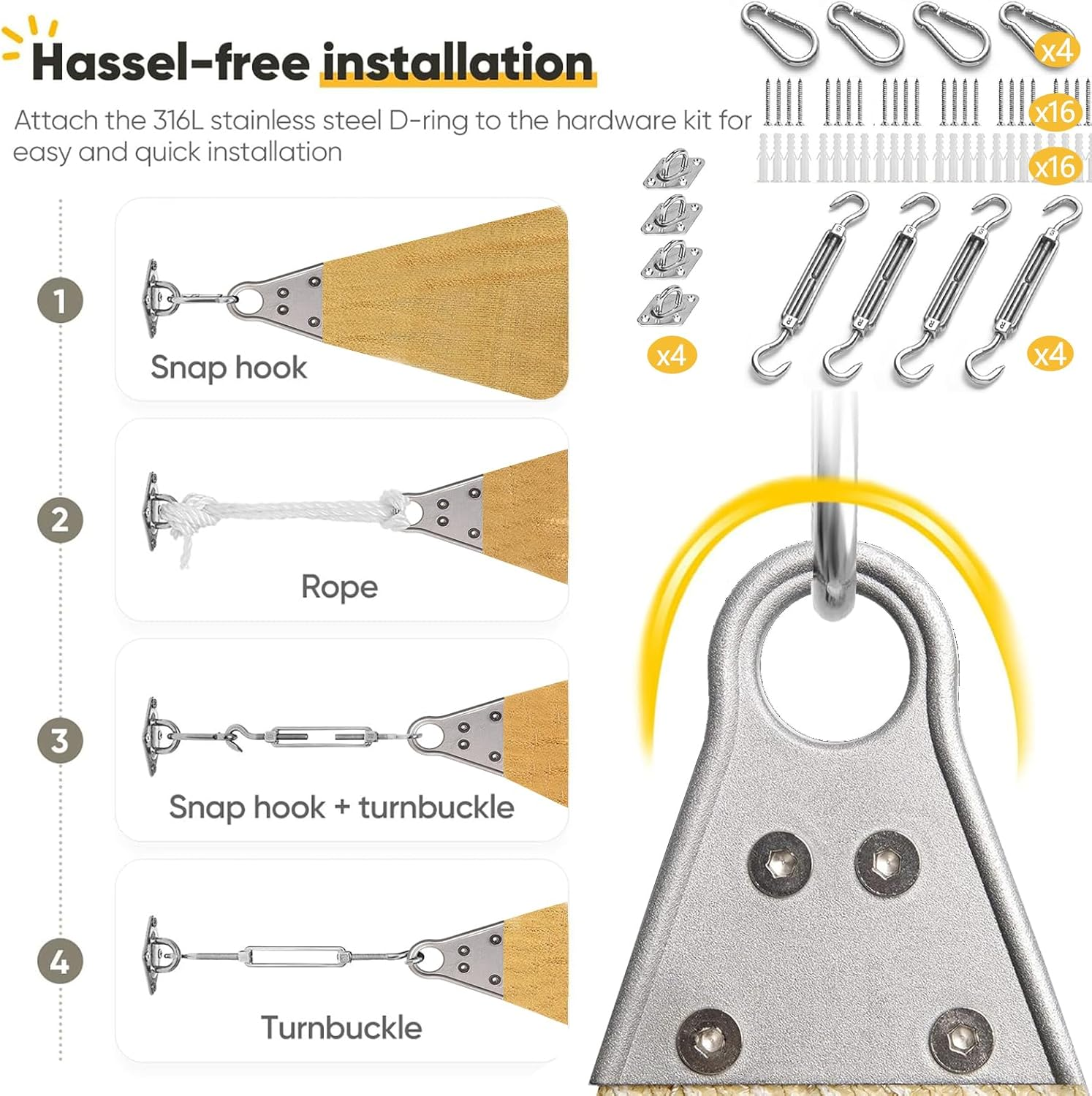 LIODUX Sun Shade Sail, Rectangle UV Sand Block Sunshade, Super Ring Sun Shade Sail Canopy Structure, 260 GSM Permeable Fabric, Reinforced Corners, for Backyard Yard Patio Garden Outdoor (3 X 5 Meter) image number 3