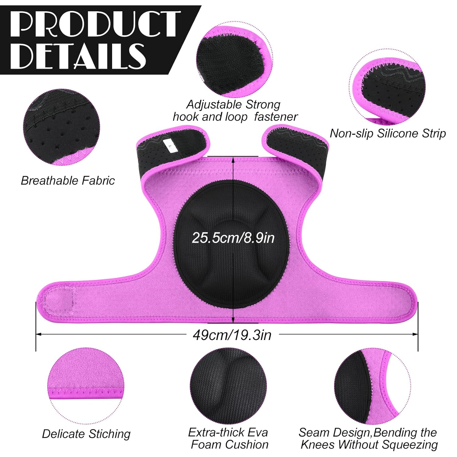 2 Pairs Knee Pads for Gardening Cleaning Knee Pads Knee Pads for Men Construction Work Kneepads with Thick Foam, anti Slip Collision Avoidance Kneepads for Garden Construction Flooring (Gray, Pink) - Black, Gray image number 5