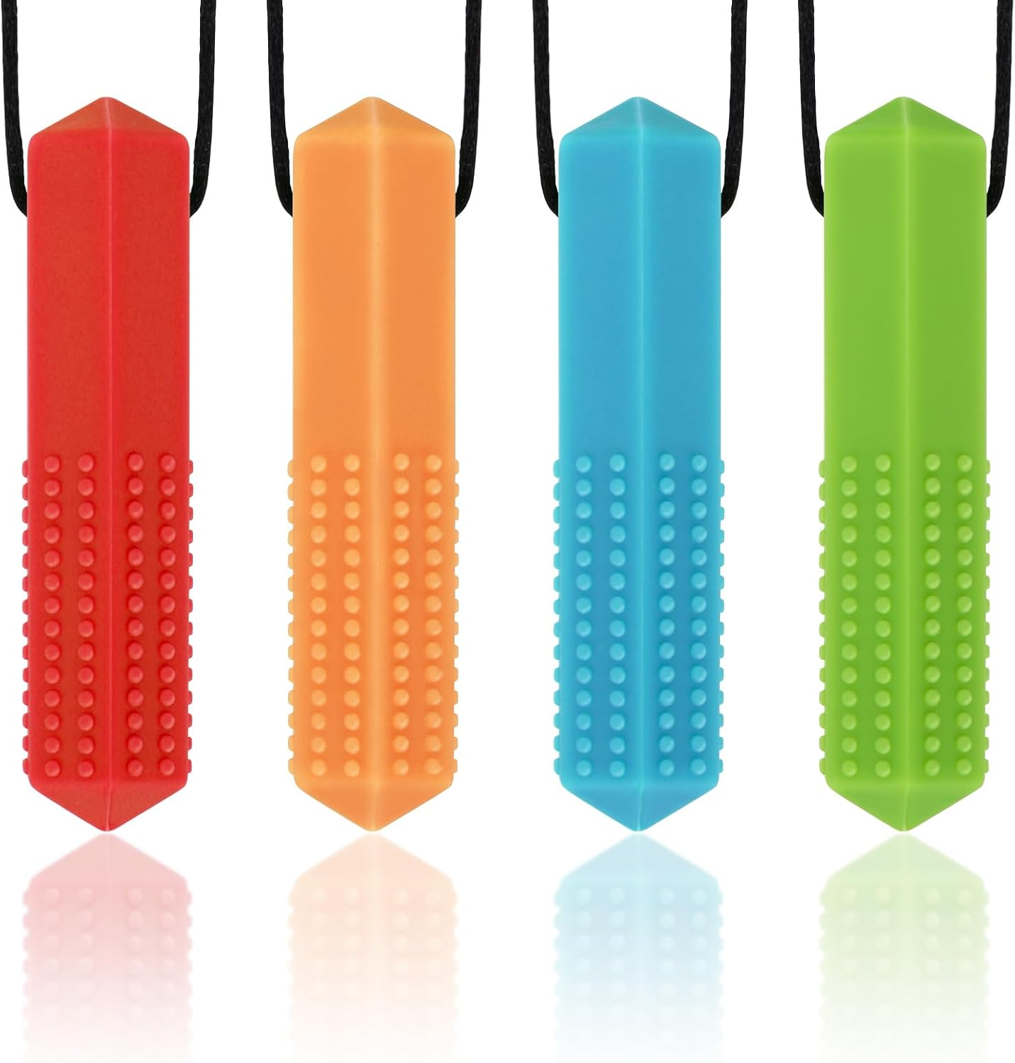 Chew Necklace for Sensory Kids & Adults: 4-Pack Silicone Chew Toys for Autism, ADHD, SPD, and Teething Relief image number 5