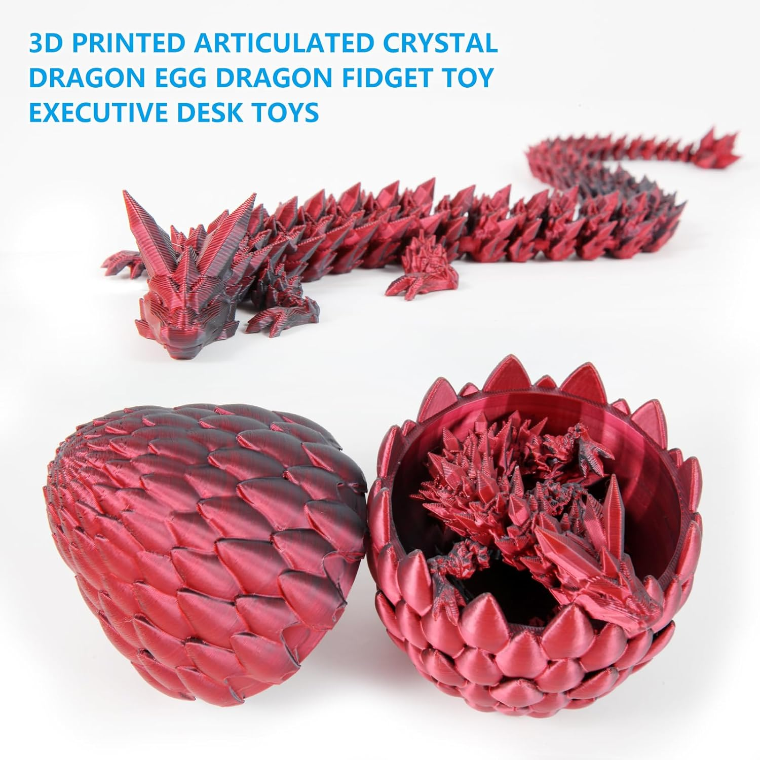Cuanvitch 3D Printed Dragon Egg Toy 12" Crystal Articulated Dragon Decor image number 1