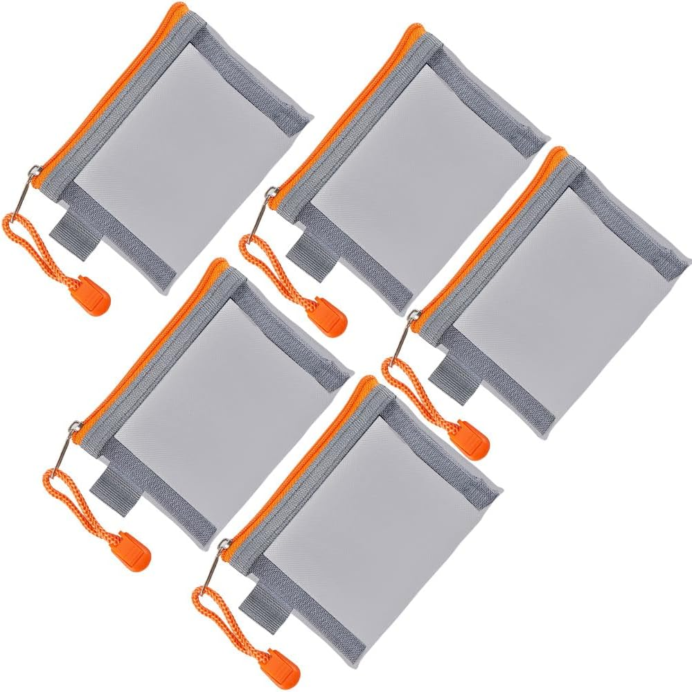 SOFPLATE Pack of 5 3 X 4.5 Inch Mini Mesh Zip Bag Nylon Mesh Cosmetic Bag Pencil Case Portable Make Up/Toiletries Organiser Key Card Holder for Organising Money