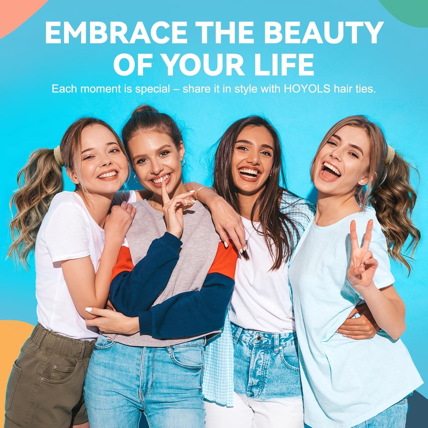 HOYOLS Large Seamless Hair Ties for Thick Hair, Soft Ponytail Holders Bands No Damage Elastics for Women Girls Scrunchies (Autumn Hues Color) image number 4