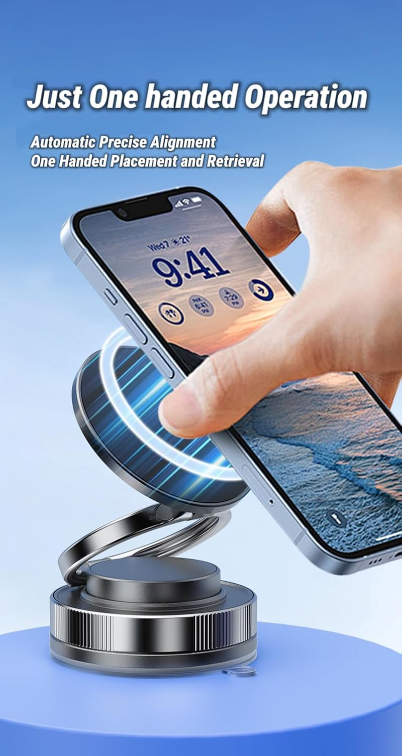 [2025 Upgraded] Mernard Magnetic Phone Holder Mount with Vacuum Suction Base, 360&deg; Rotatable & Foldable Car Phone Mount for Dashboard/Windscreen/Desk image number 4