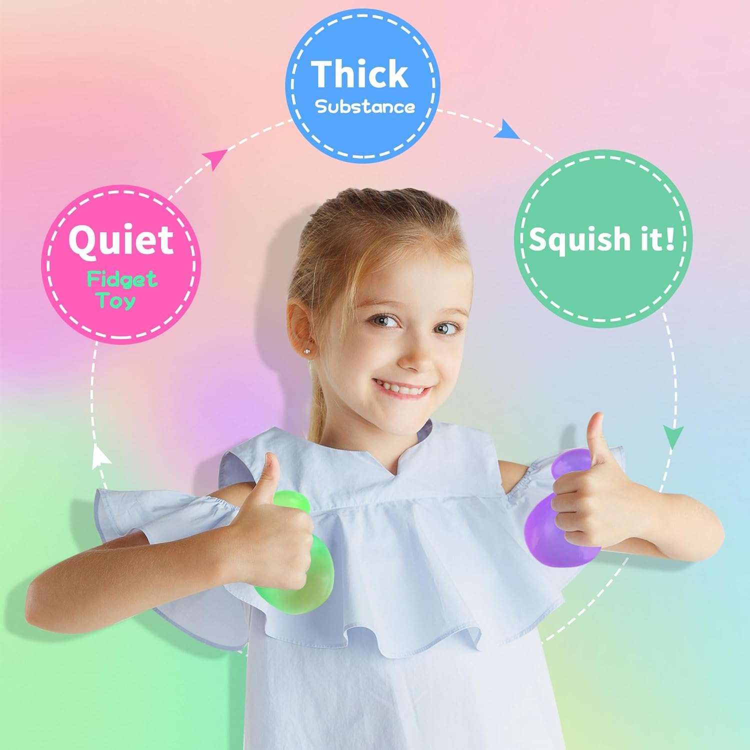 Nice Stress Cube,Ice Cube Fidget Toy 4Pack, Cube Squishies Anxiety Stress Relief with Thick Substance,Fidgets for Classroom,Ice Cube Stress Balls for Adults Kids Children Teens image number 3