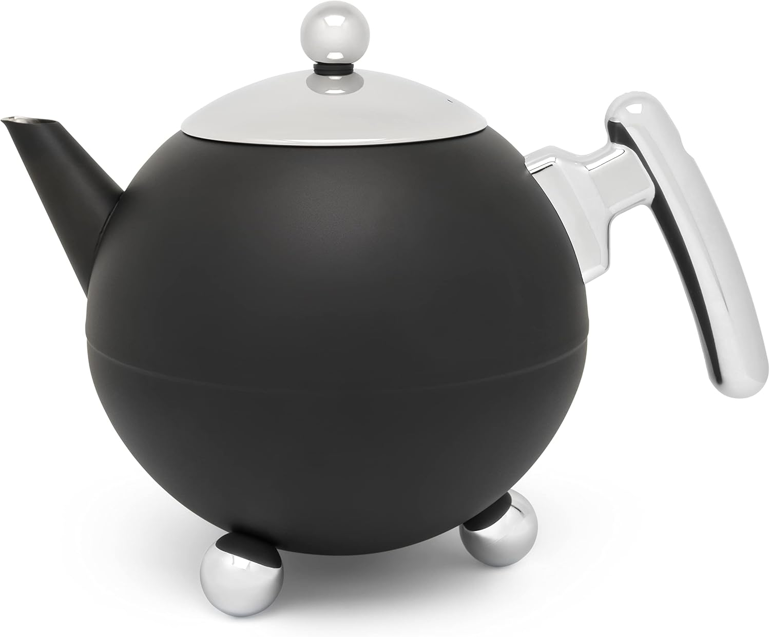 Large Matt Black Bulbous Stainless Steel Teapot 1.2 Litres image number 6