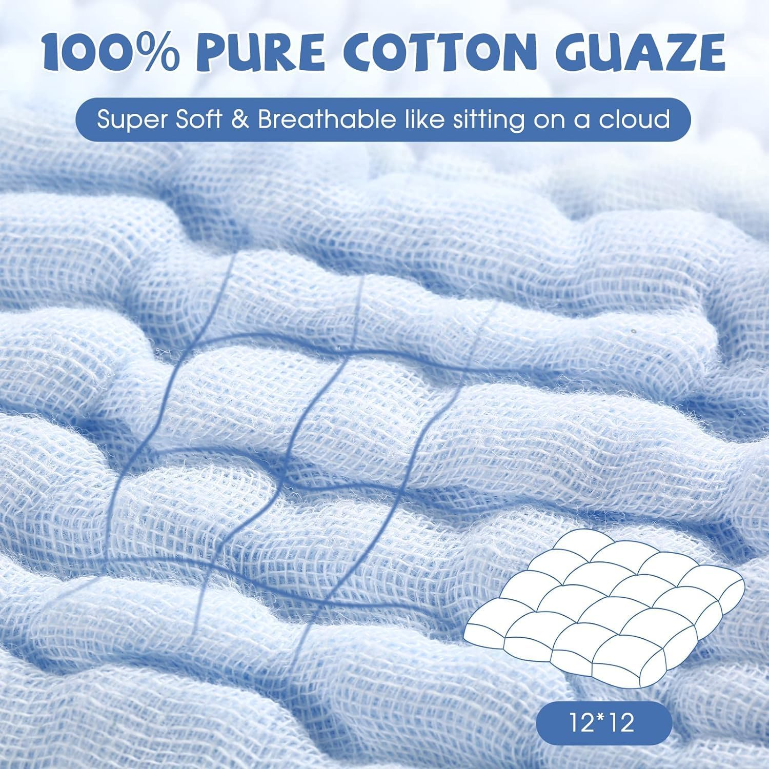 Winreal Baby Washcloths, Soft Muslin Cotton, 6 Pack, White Mint Blue