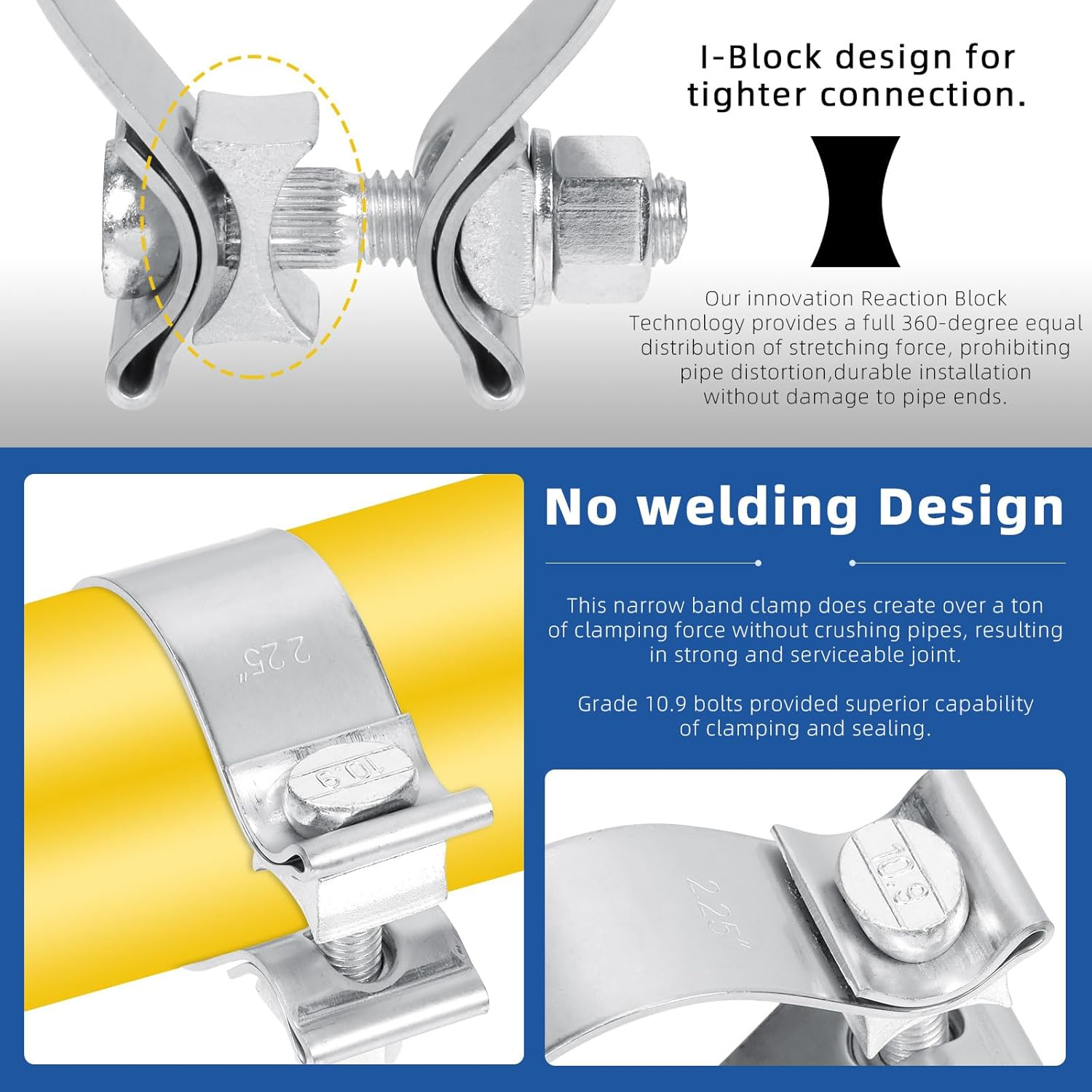 Glarks 1Pcs 76MM (3In) Exhaust Clamps 304 Stainless Steel Muffler Clamps Narrow Band for Exhaust Tail Pipe, Mufflers, Catalytic Converters image number 1