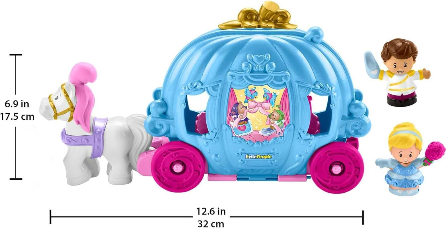 Fisher-Price Little People Toddler Toy Disney Princess Cinderella&rsquo;S Dancing Carriage Playset with Figures for Pretend Play Ages 18+ Months image number 3